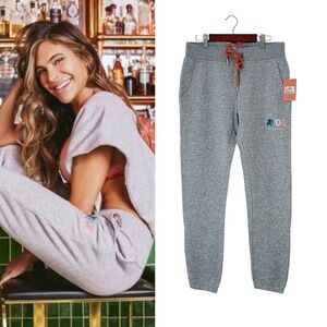 NWT New AYDA The Teddy Sweatpant Grey Logo Lounge Size S